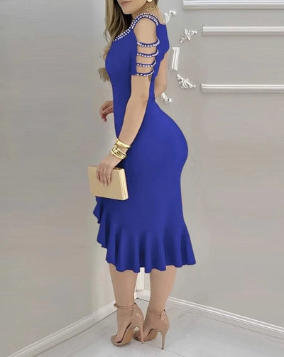 Summer Dresses 2025 Women's Dress Solid Party Fashion Dress Off Ruffle Evening Slit Shoulder Dresses