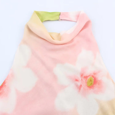 2025 Women's Dresses Summer Floral Printed Dresses Backless Sexy Halter Dresses New Fashion Women's Party Dresses