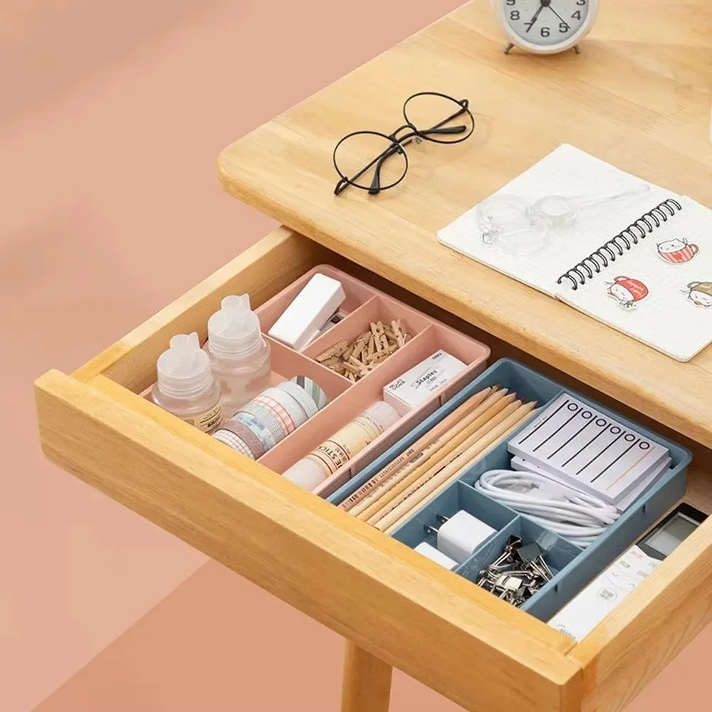 Desk Drawer Organizer Desk Sundries Stationery Storage Box Bin Cosmetics Makeup Organizer Home Office Drawer Divider Container