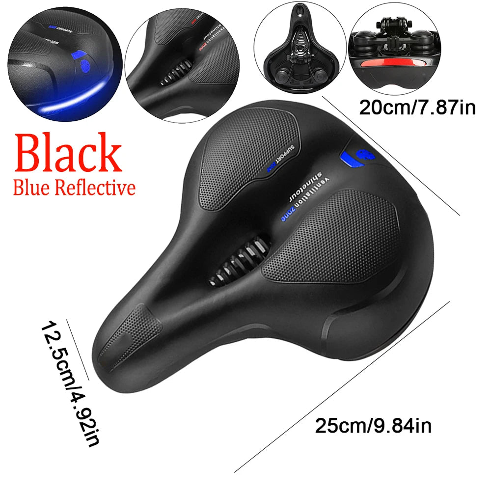 Extra Wide Bicycle Bike Seat Saddles Cushion Shock Absorbing Road Soft Cycling Cushion Pad PU Leather Road Bike Painless Seat