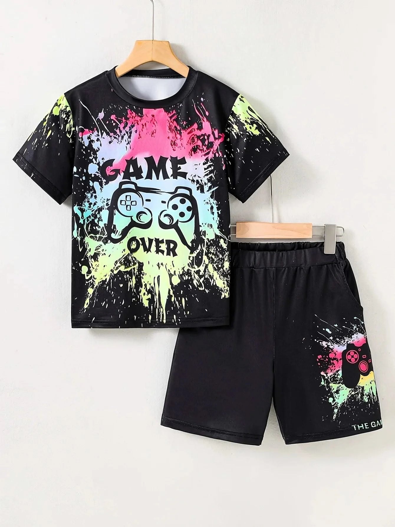 Children's Clothing Suit For Boy Short Sleeve Boy Child Shorts 3D Game Handle Fashion Children Summer Clothes Children's Sets
