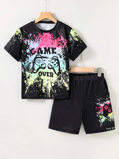 Children's Clothing Suit For Boy Short Sleeve Boy Child Shorts 3D Game Handle Fashion Children Summer Clothes Children's Sets
