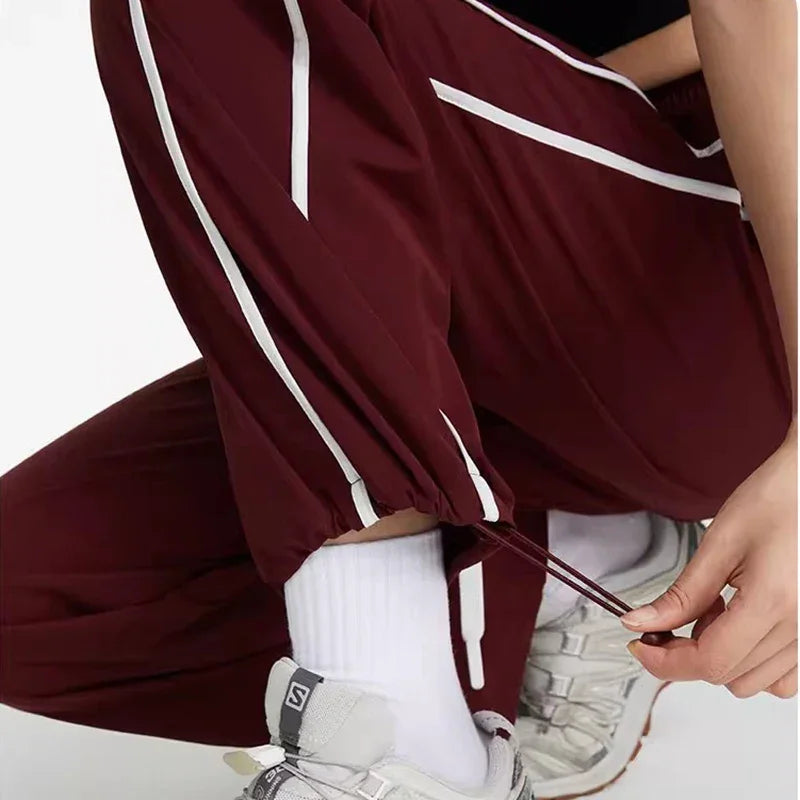 Women's sports and fitness pants, summer new style with pocket sports breathable quick drying casual loose sports pants