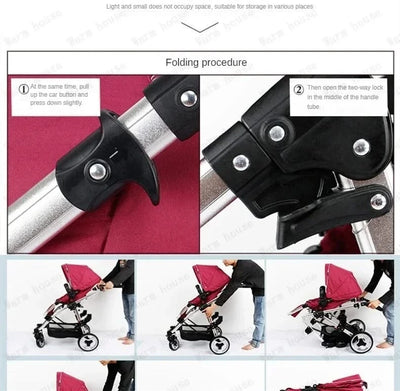 Twin Baby Stroller  Foldable, Two-way  Multifunctional Twin Baby Stroller,High View Baby Stroller Adjustable Armrests