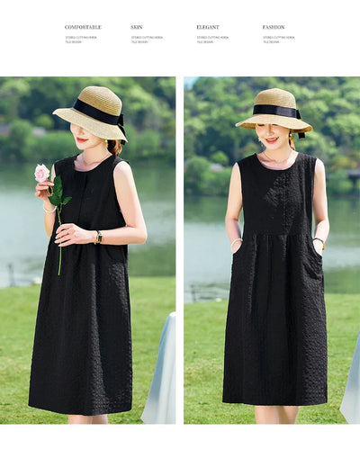 New Arrival Solid Summer dresses for Women Sleeveless plus size dresses vestido verano mujer