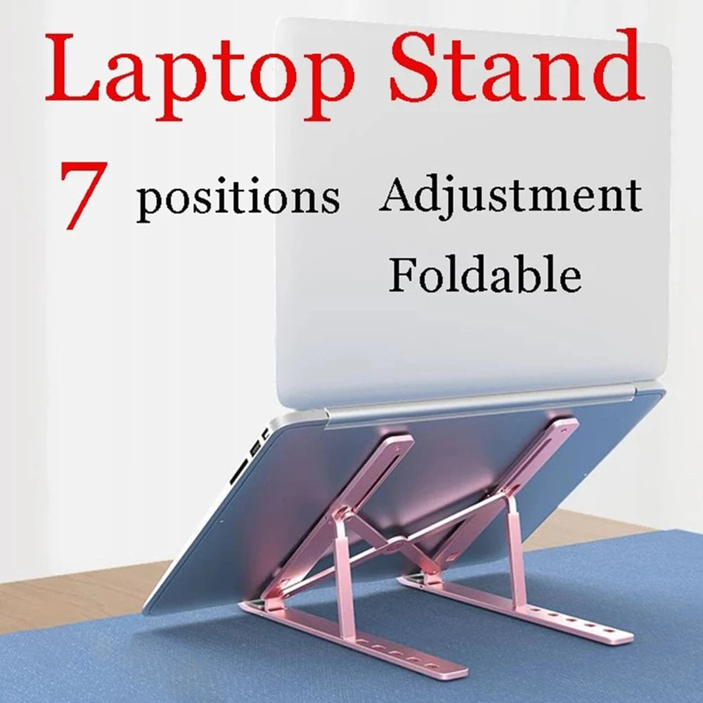 Adjustable Laptop Stand - Folding, Lifting, And Cooling Functions, Seven Non-Slip Lift Positions For Easy Desk Organization,