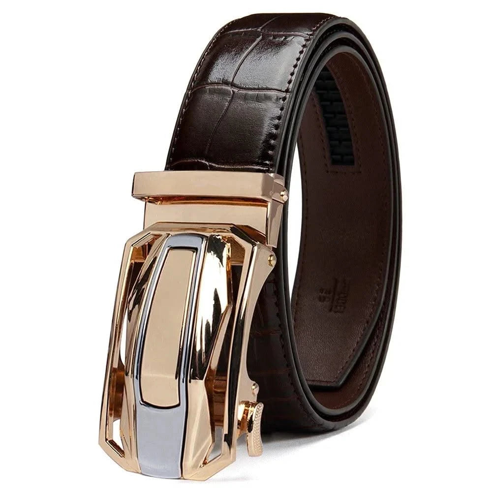 Men Belts Leather Automatic Alloy Buckle Belts