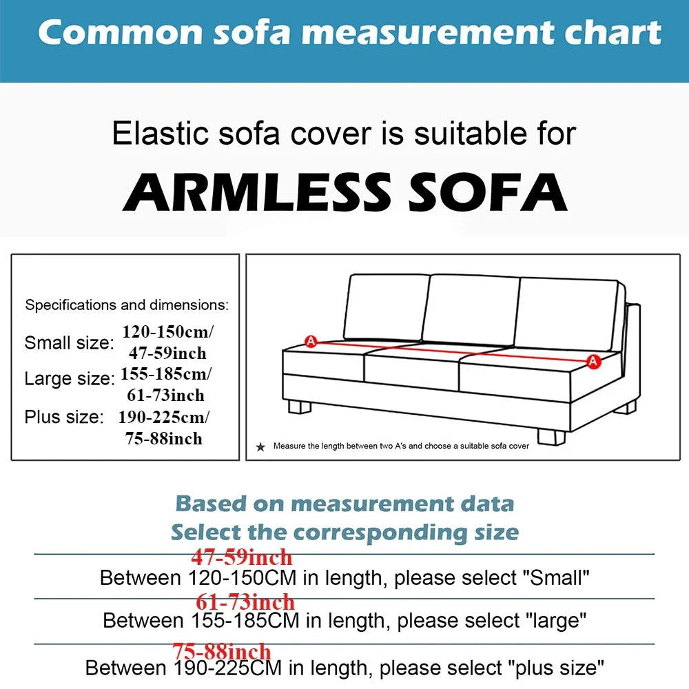 1/2/3Seater Sofa Bed Cover with Skirt Elastic Printing Seat Cover Armless Sofa Bed Cover Sofa Covers for Living Room Home Decor