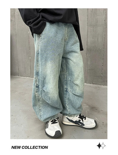 High Quality Luxury Kids Designer Jeans Pants for Children Boy Loose Straight Stylish Denim Trousers 4 5 6 7 8 9 10 11 12 13 14Y