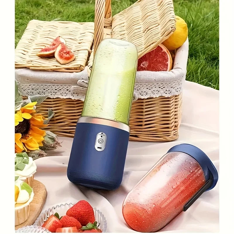 Portable Blender & Juicer 2-in-1 - USB Rechargeable Includes 6 Blades & Double Cups Ideal for Smoothies Iced Drinks & Halloween