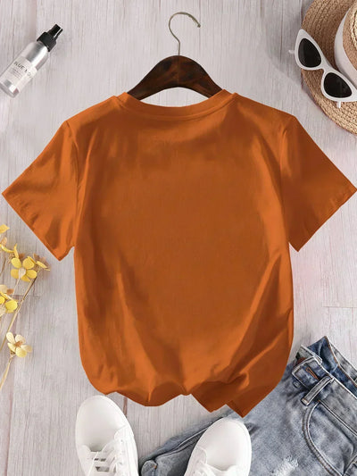 Women's Cartoon Graphic T-Shirts  Casual Crew Neck Short Sleeve Tops  Women's Clothing