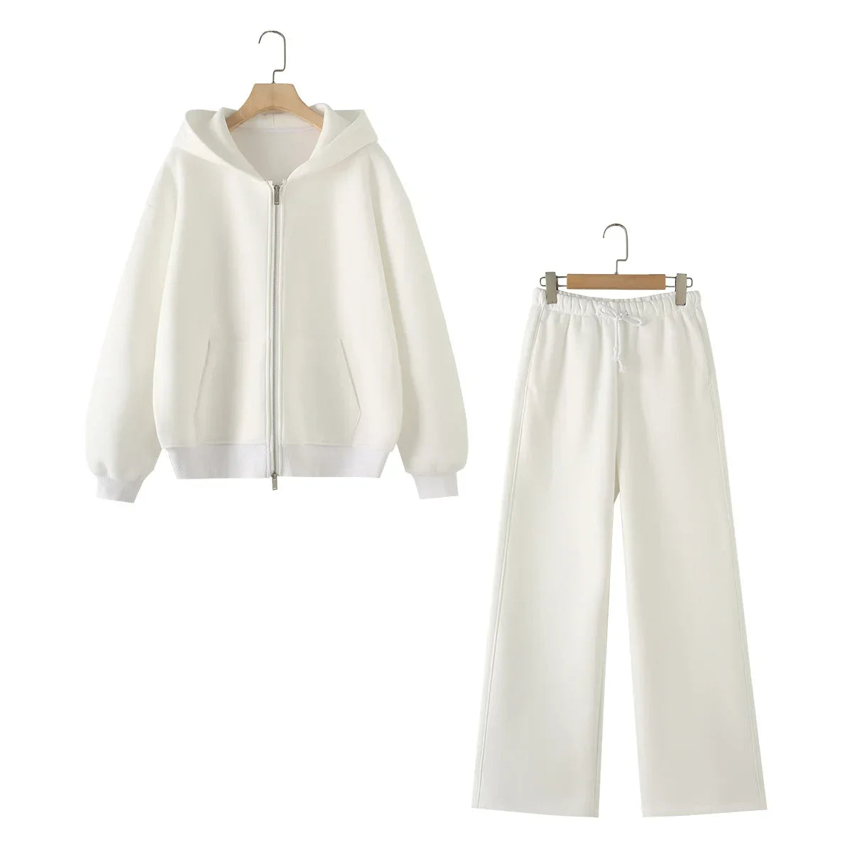Tracksuits Set Woman 2024 Winter Cotton Solid Women's Suits Wide Baggy Pants Sportswear Women Sweater 2 Piece Set Women Outfits