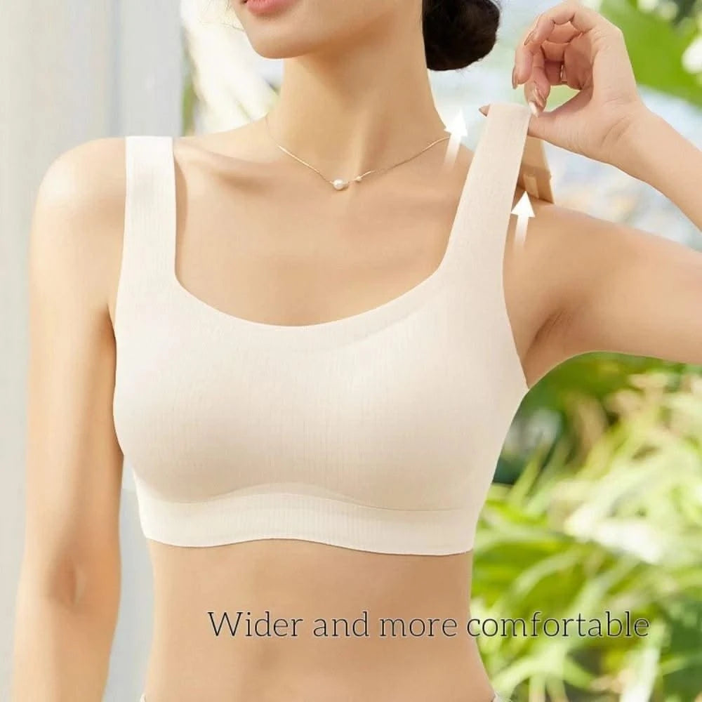 Comfortable Simple Wireless Bras Shockproof Full Cup Push Up Bras Beauty Back Anti-sagging Seamless Underwear Women