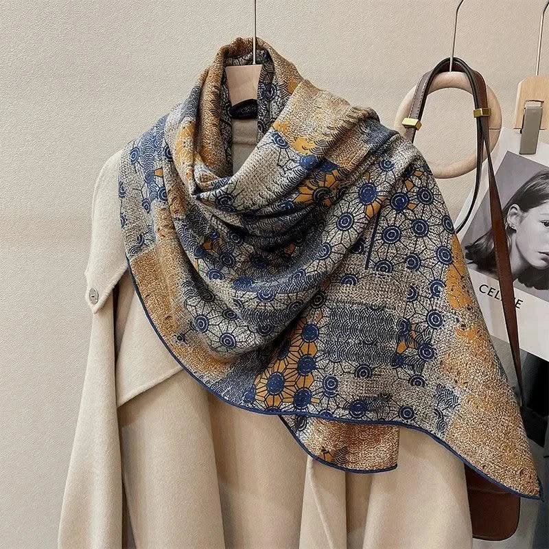 women's autumn and winter silk and wool dual purpose high-end scarves  large