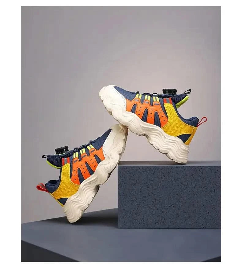 Children's Sports Shoes New Fashion Boys' Casual Sneakers Soft Soled Boys' and Girls' Rotating Buckle Anti Slip Running Shoes