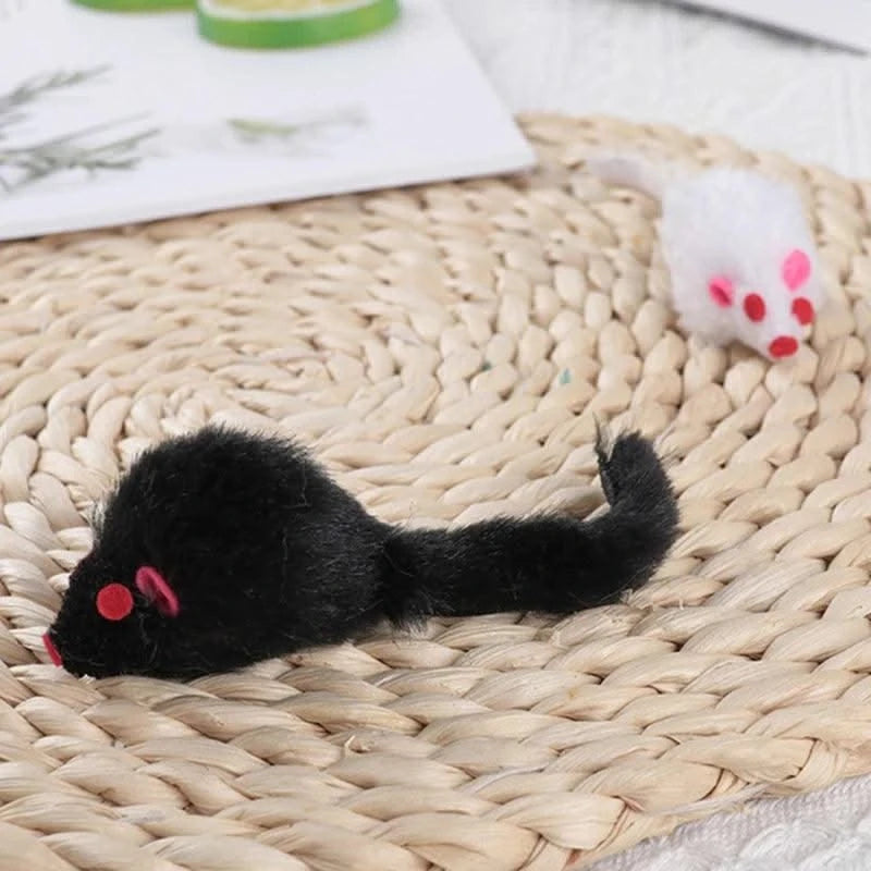Rattle Mouse Toy for Pet Soft Plush Play Catch Kitten Interactive Mice for Indoor Cats White / Dropshipping