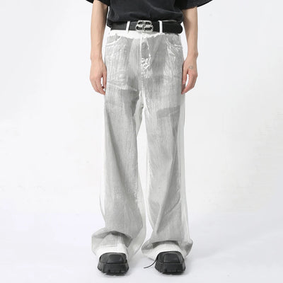 Men's White Baggy Jeans Dirty Printed Grunge Y2K Loose Straight Denim Pants Harajuku Oversized Streetwear Jeans Trousers Male