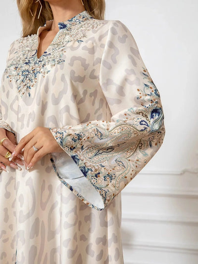 Summer Party Dress for Women Abaya Leopard Print Vestidos Largos 2025 Eid Muslim Caftan Robe Jalabiya Ramadan Morocco Kaftan