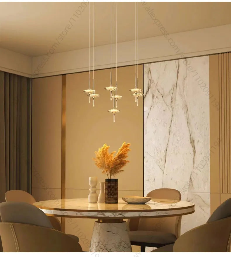 Led Chandelier Home Decoration Lighting Hanging Lamps Living Room Indoor Gloss Island Kitchen Lamps Chrome Staircase Chandelier