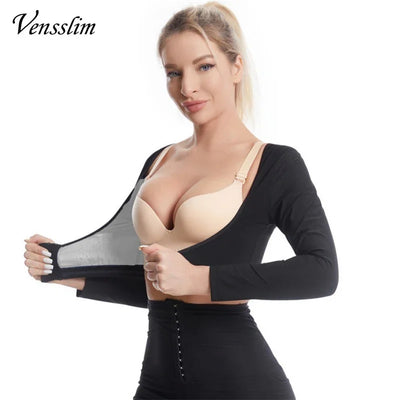 Upper Arm Shapers Compression Long Sleeves Women Arms Sauna Shapewear Shoulder Breast Support Push Up Fat Burner Sweat Corset