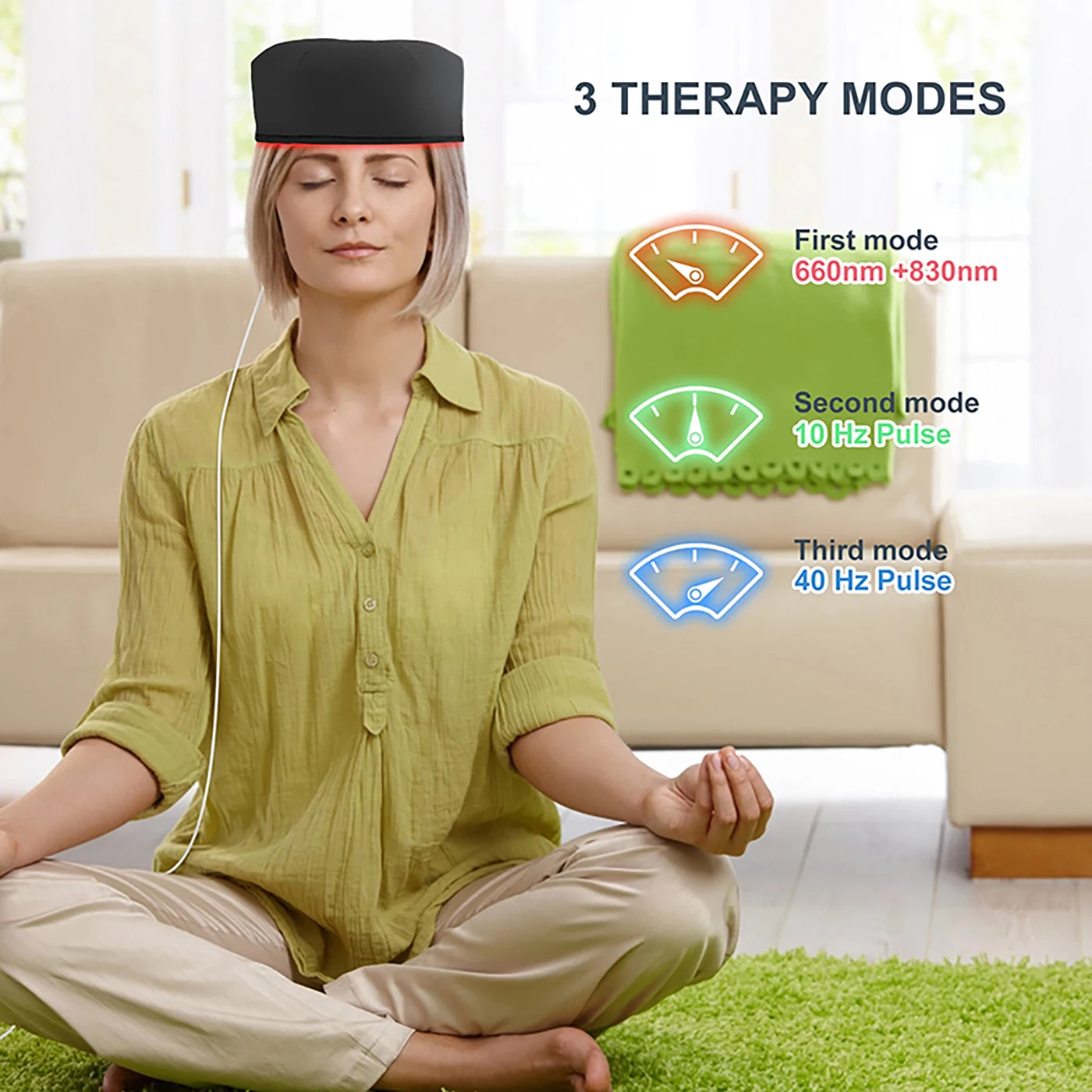 Red Light Therapy Device Hat Near Infrared Treatment LED Helmet for Hair growth Cap Head Relaxation Relief Scalp Prevant Loss