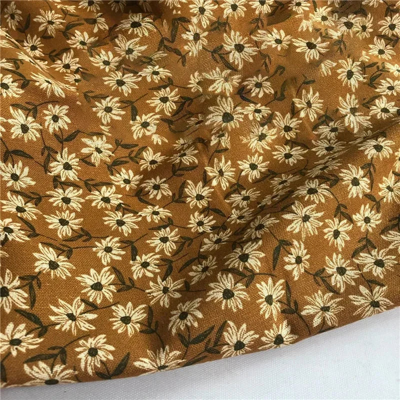 145x50/100cm Cotton Linen Small Floral Printed Fabric For Women's Clothing, Decorative Fabric DIY Handmade Sewing Cloth TJ20270