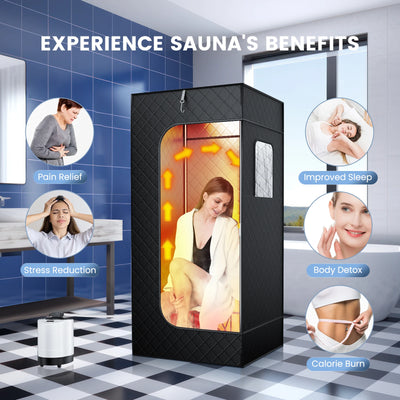 Portable Steam Sauna Tent Room with Steamer 1000W 2.6L Steam Generator Single Person Sauna for Relaxation Detox Home Spa