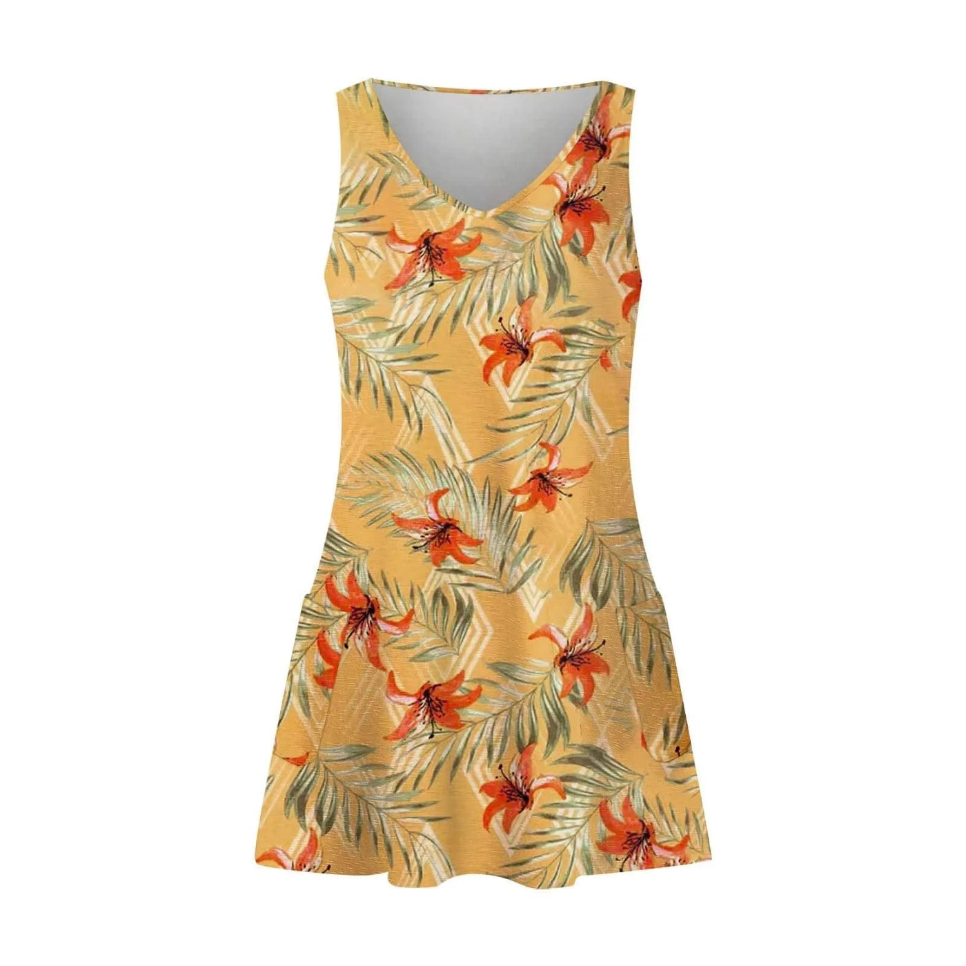 Floral Print Dresses For Women Summer Sleeveless V Neck Boho Beach Dress Vestidos Ladies Vacation Dresses Vestidos Femenino