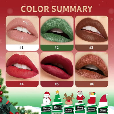 Christmas Colorful  Long-Lasting Water Resistant Lipsticks Lip Gloss Set Woman Makeups