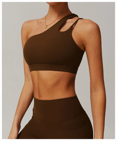 Women Shockproof Sport Bra Women's Beautiful Back Gym Sports Underwear Women Oblique Shoulder Straps Running Fitness Yoga Bra ﻿