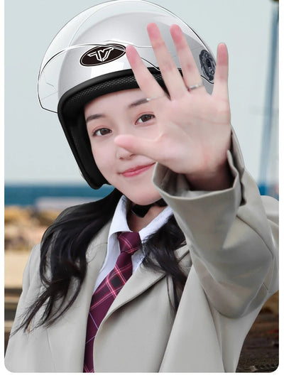 Electric motorcycle helmet male riding four seasons and a half helmet female helmet is strong, fall-resistant, light and comfort