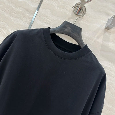 100% Cotton White Top Shoulder-loose High-end Short-sleeved Women T-shirt