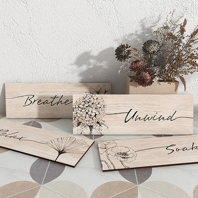 Wall Plate Wooden Floral Wall Art Funny Decorative Plants Hanging Sign Handmade Wall Decor Paintings Office