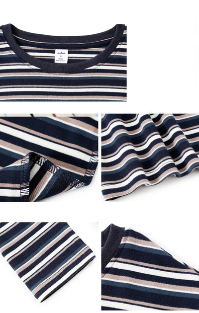 2024 New Women Clothing Crew Neck Striped Bottom Shirt Spring and Autumn Long Sleeve Tops T-Shirt Loose Interior Casual Top