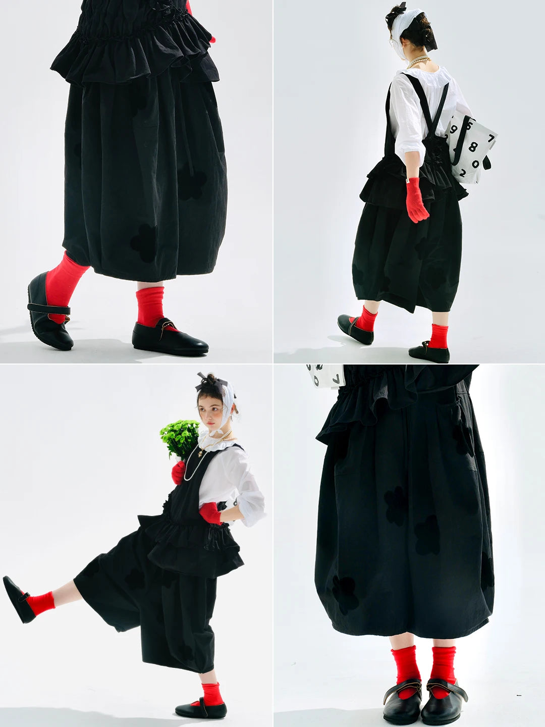 Woven applique wide-leg pants 2025 original early autumn style twill loose casual nine-inch pants for women255184