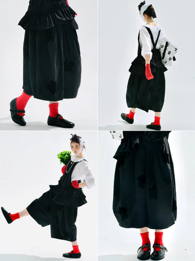 Woven applique wide-leg pants 2025 original early autumn style twill loose casual nine-inch pants for women255184