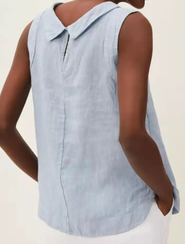 Summer Solid Cotton Linen Women's Top Simple Sleeveless O-neck Casual Blouses & Shirts Female Trendy Fashion Office Tops Ladies