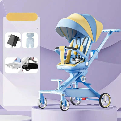 Baby stroller 0 to 3 years High view Shock absorption four wheels stroller folding Can sit or lie down lightweight baby stroller