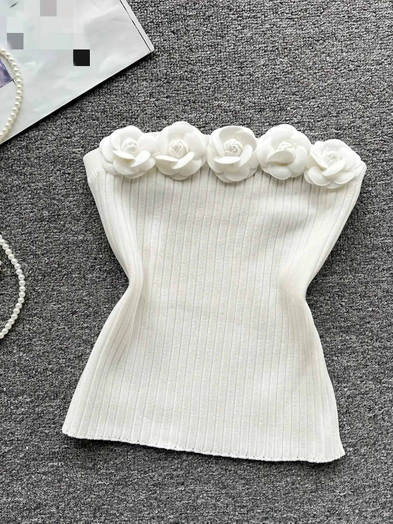 Pink Solid Sexy Off Shoulder Knitted Tube Top for Women