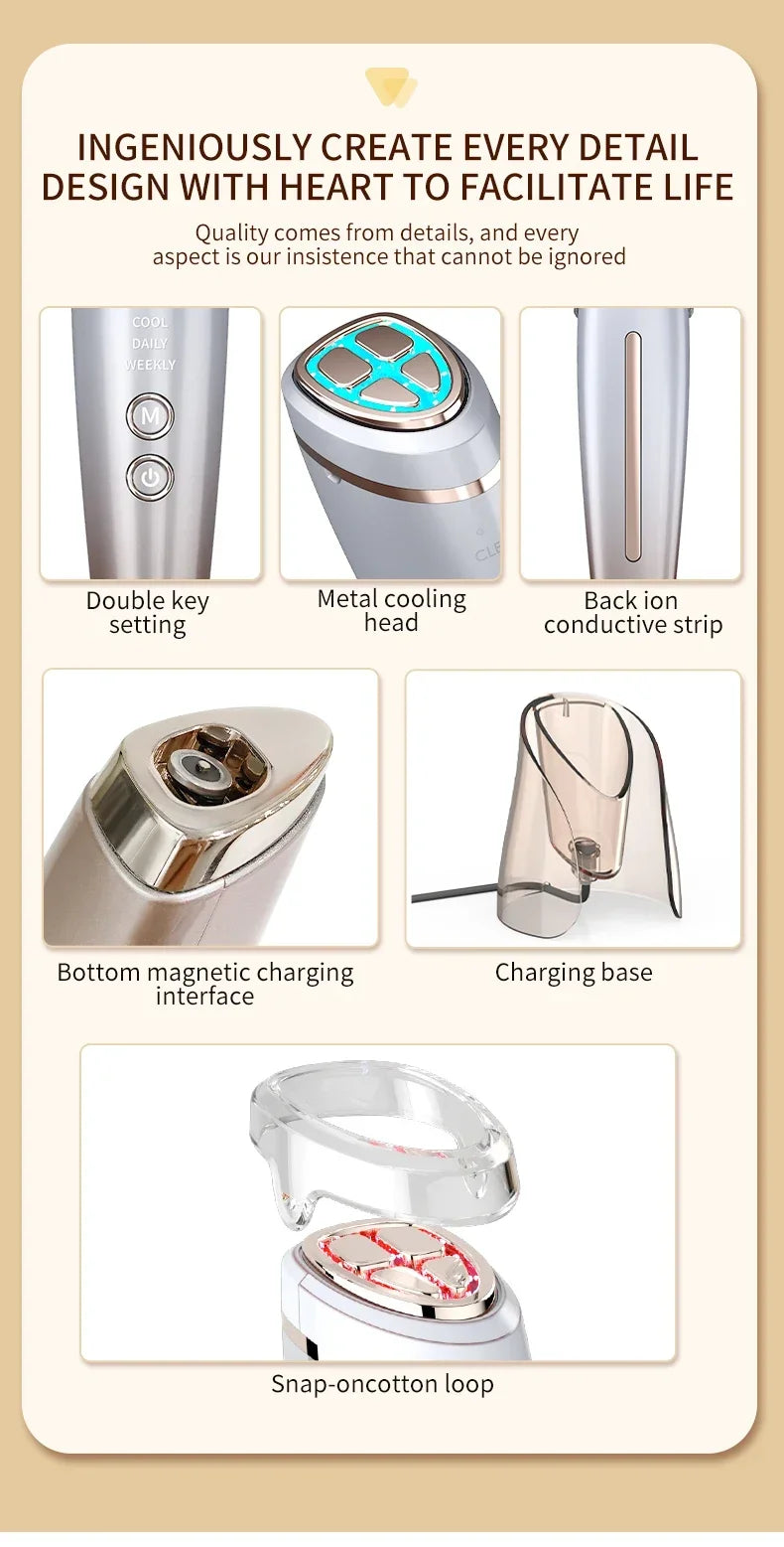 High Frefruquency RF Neck Face Beauty Device Anti-aging Remove Double Chin EMS Facial Lifting Warm Facial Massager