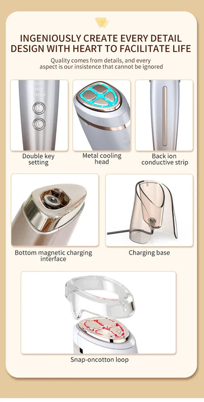 High Frefruquency RF Neck Face Beauty Device Anti-aging Remove Double Chin EMS Facial Lifting Warm Facial Massager