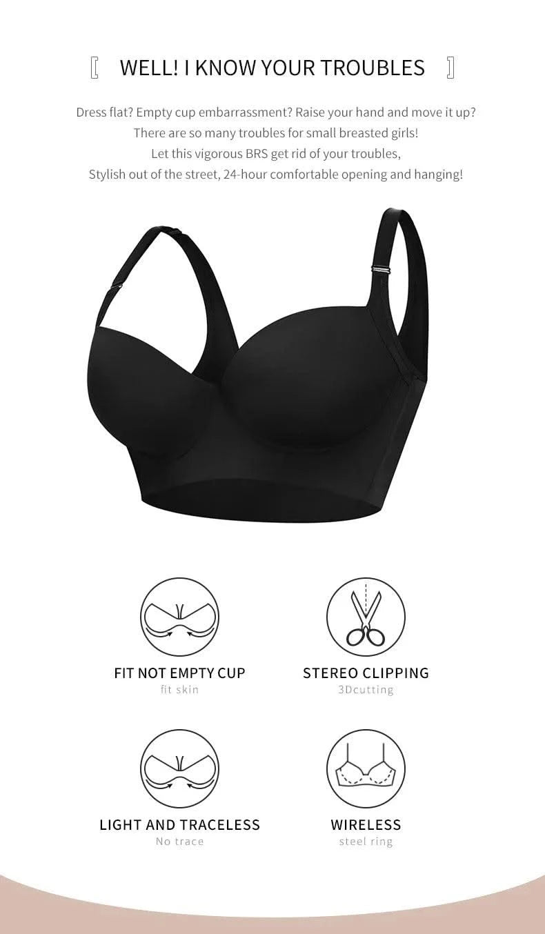 Women Full Coverage Push Up Bra Underwire Sculpting Uplift Shapewear Deep Cup T Shirt Bra Hide Back Fat Smoothing Brassiere