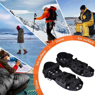 Crampons For Hiking Boots 32-Spikes Crampons Ice Cleats Traction Snow Grips Winter Ice Snow Grips Traction Cleats  For Walking