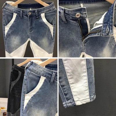 Men Clothing Jeans Men 2024 New Spring Summer Handsome Personality Splicing Pants Slim Korean Pants Streetwear Pantalones Hombre