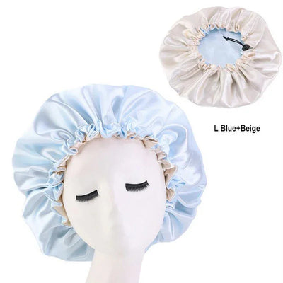 Hair Satin Bonnet For Sleeping Cap Silk Bonnet Bonnet Femme Women Night Sleep Cap Head Cover Flower Elastic Band Solid