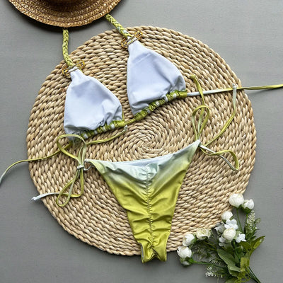 2025 New Bikini Sexy Tie Dye Split swimwear for woman Swimwear Women - Elanique