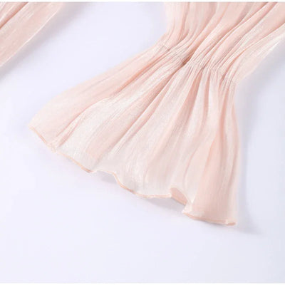Ruffles Mini Dress Women Lace Up  V Neck Long Sleeve Pleated Female Dresses 2025 Elegant Summer Autumn Street Loose Ladies Robes