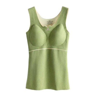 Thermal Underwear Velvet Vest Winter Women’s Solid Bottom with Chest Pad Camisole Slim Warm Sling Vest Female Thermal Underwear