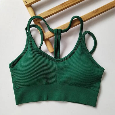 Women Breathable Sports Bra Shockproof Fitness Tops Gym Crop Top Brassiere Push Up Sport Bras Gym Workout Top Seamless Yoga Bra
