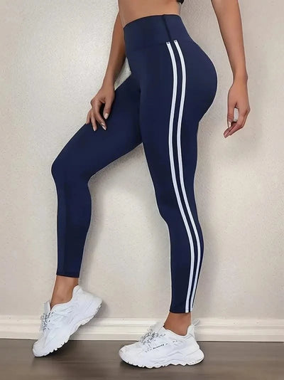 Women Side Stripe Sports Fitness Yoga Leggings Activewear